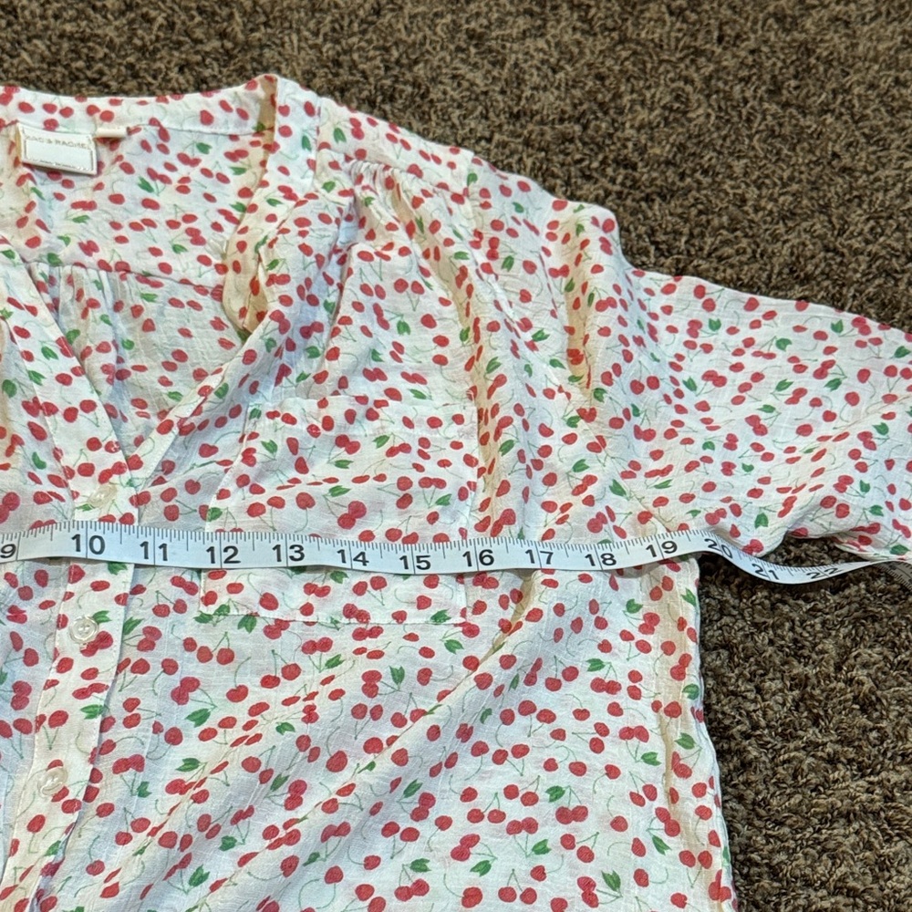 🍒 Cherry Print Women's Top - Red and Green - Picture 5 of 6